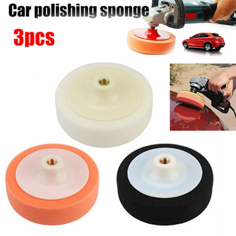 3pcs Sponge Polishing Pad Set Car Polishing Disc Machine Waxing Pads For Auto Motorcycle Motor Vehicle Removes Scratches