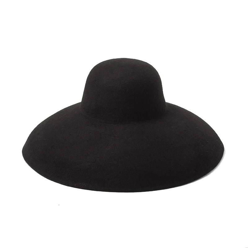 100% wełniany kapelusz filcowy w stylu vintage z szerokim rondem Elegancki wełniany kapelusz — zdjęcie 2