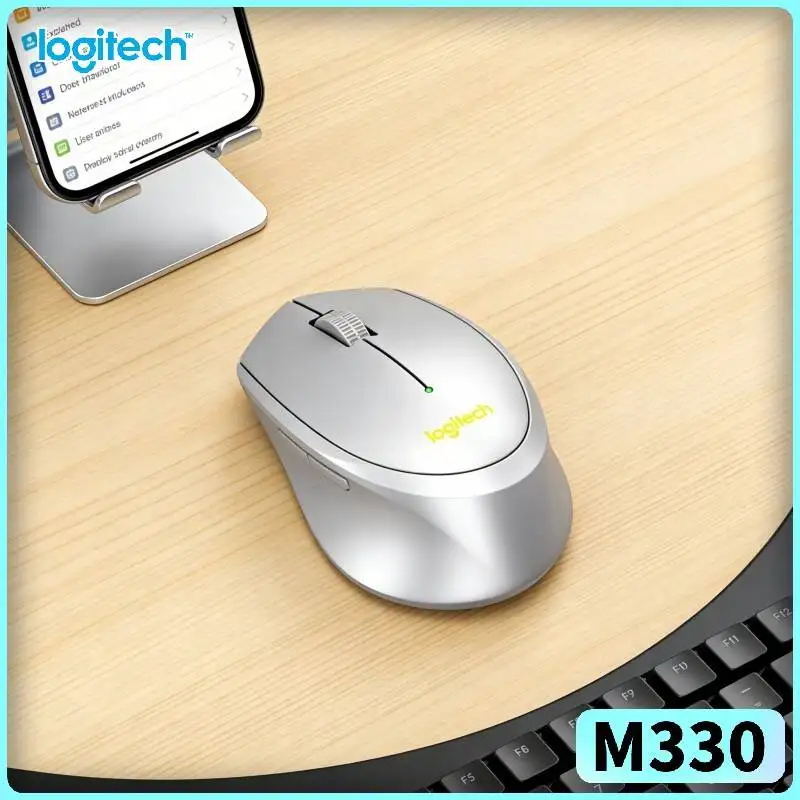 

Logitech M330 Ergonomic Wireless Mouse 2.4GHz Silent Click USB Nano Receiver Plug Play Slim for Windows Mac Linux PC Desk