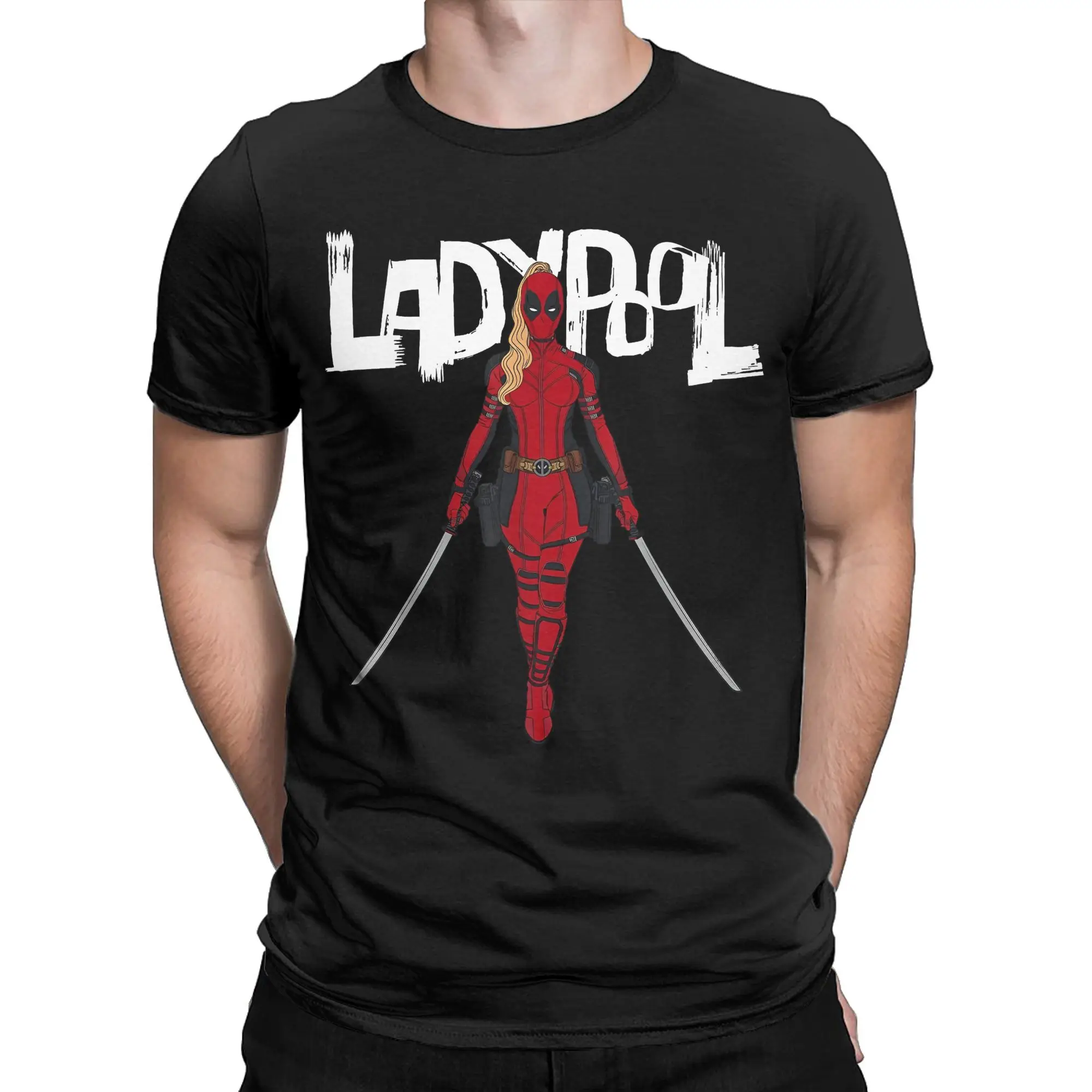 

Deadpool & Wolverine Ladypool with Swords Men's T Shirts Unique Tees Short Sleeve O Neck T-Shirts Cotton Gift Idea Clothes