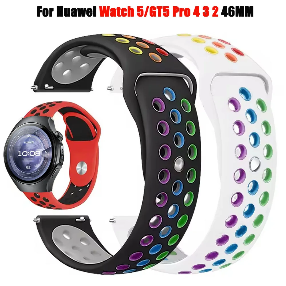 22mm Silicone Strap For Huawei Watch 5 4 3/GT5/3Pro 46mm Bracelet For Huawei Watch GT 4 3 2 46mm/GT2E/GT2 Pro Band Accessories