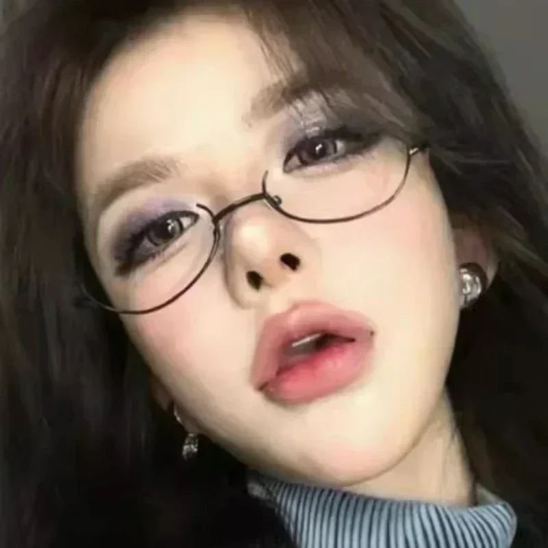 نظارات نصف إطارات معدنية بيضاوية عتيقة للنساء ، بدون عدسة ، نظارات بصرية ، تأثيري للفتيات ، نظارات التصوير الفوتوغرافي ، هارجاكو #5