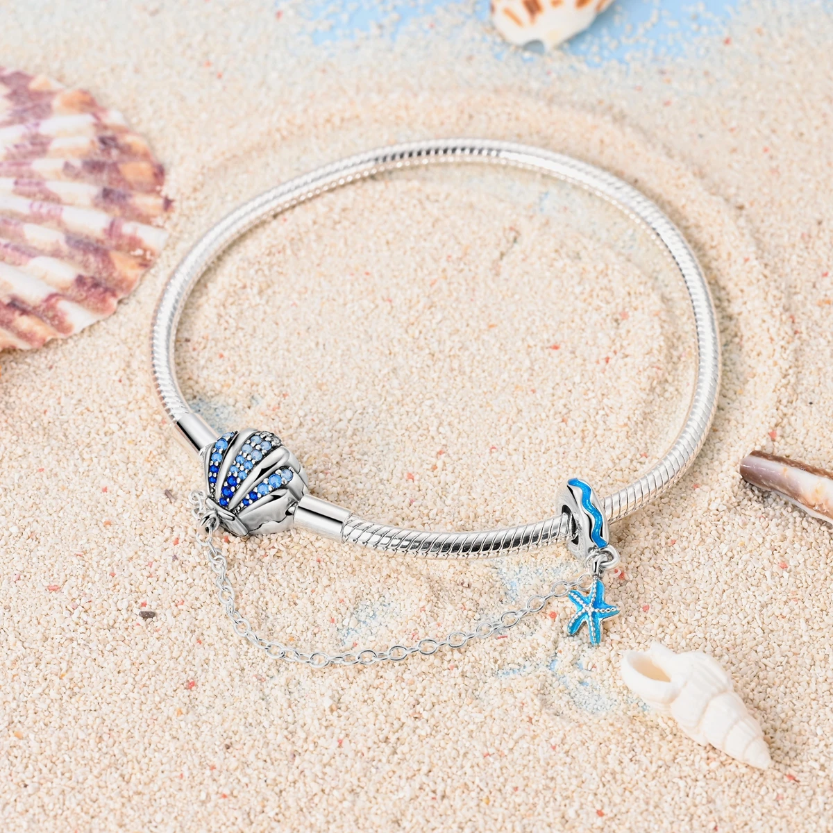 925 Silver Ocean Series Shell Sea Star Sea Turtle Original Bracelet for Women Fit Original Charms Beads DIY Making Gift