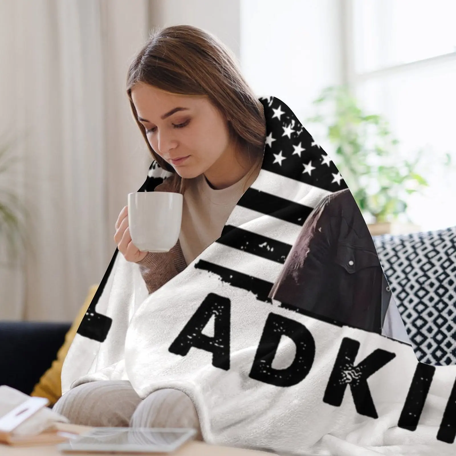 الرجعية الأمريكية العلم تتبع Adkins الموسيقى هدية رمي بطانية سرير ناعم عيد الميلاد الديكور المصممين الحرارية لبطانيات السفر