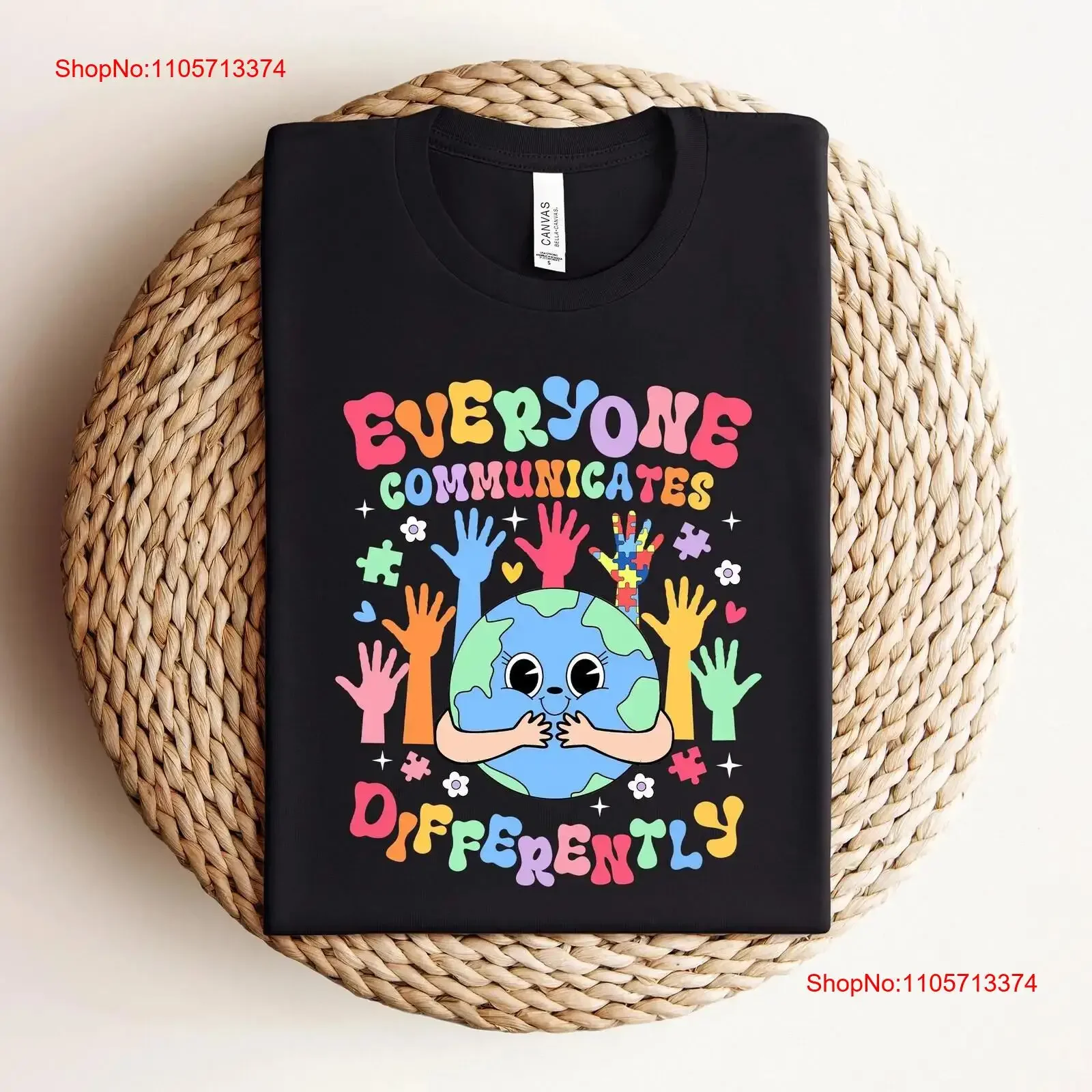 Everyone Communicates Differently T Shirt Autism Awareness Teacher Mama Month vintage Washed Slightly designer clothes homme