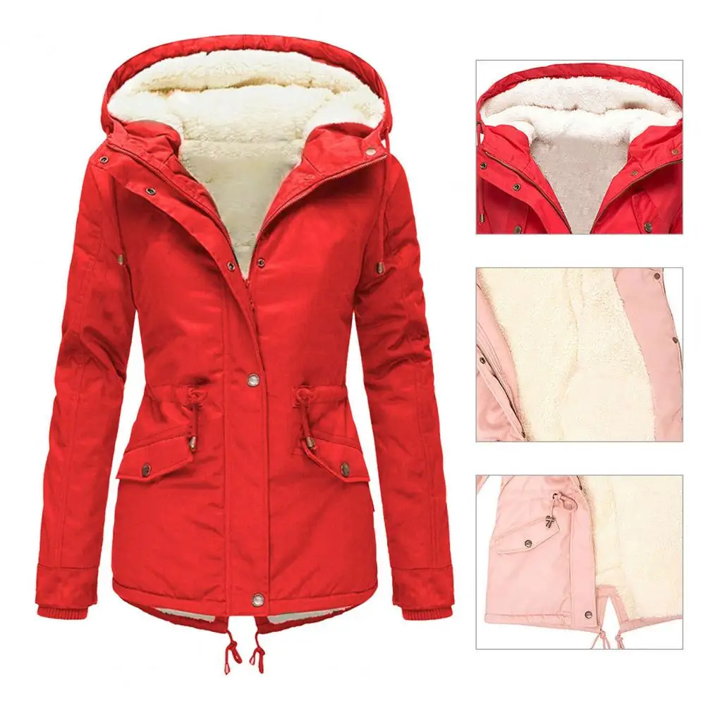 Winter Long Sleeve Zipper HoodedWomen Coat Jacket 2023 Autumn New Fashion Casual Solid Color Parka