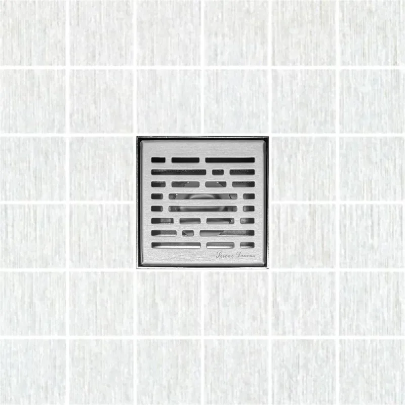 304 الفولاذ المقاوم للصدأ 4 بوصة نحى النيكل مربع دش استنزاف عدة للبلاط الطابق استنزاف صر غطاء الشعر الماسك فخ مصفاة