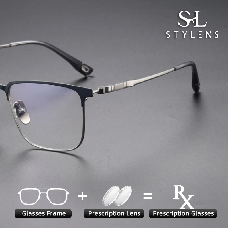 

STYLENS Titanium Frame Full Frame Optical Prescription Customized Glasses Men Business Anti Blue Light Progressive Glasses 70809