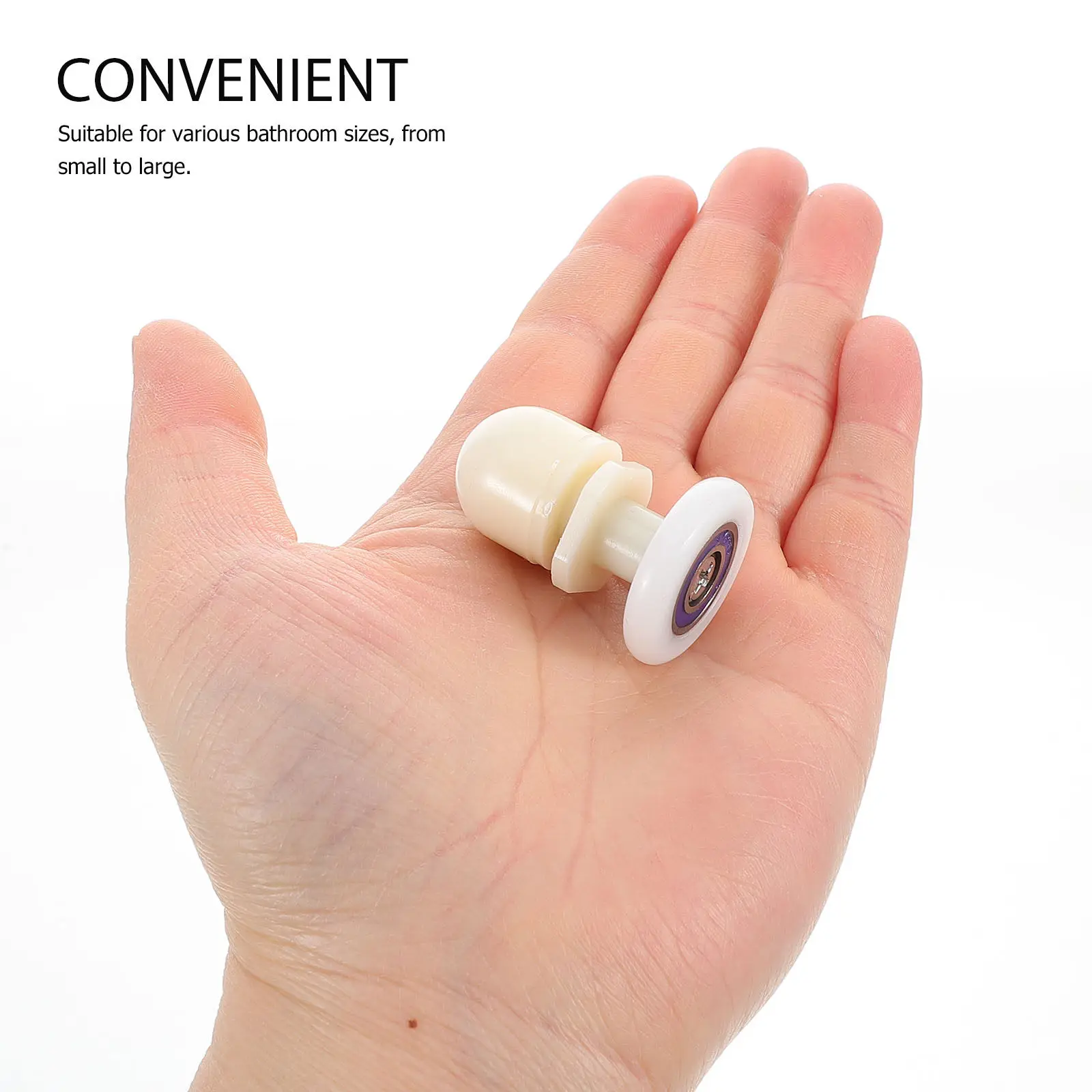 

8Pcs Shower Door Rollers Sliding Glass Door Wheels Nylon Single Wheel Hangers Smooth Quiet Operation Stylish Arc Design Bathroom