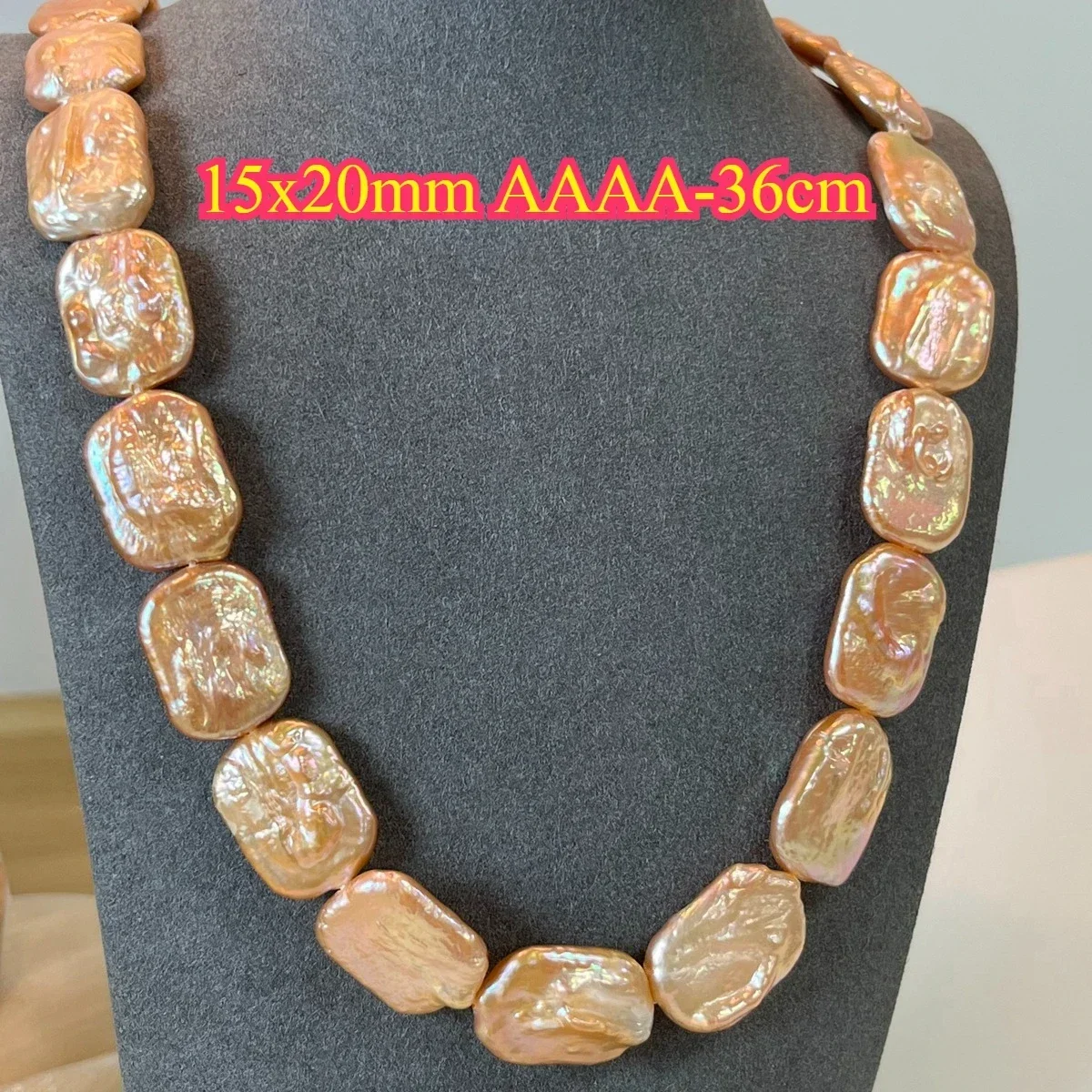 

15x20mm 4A Polished Natural Freshwater Baroque Orange Square Big Size Pearl Spacer Bead Jewelry Make DIY Necklace Bracelet Women