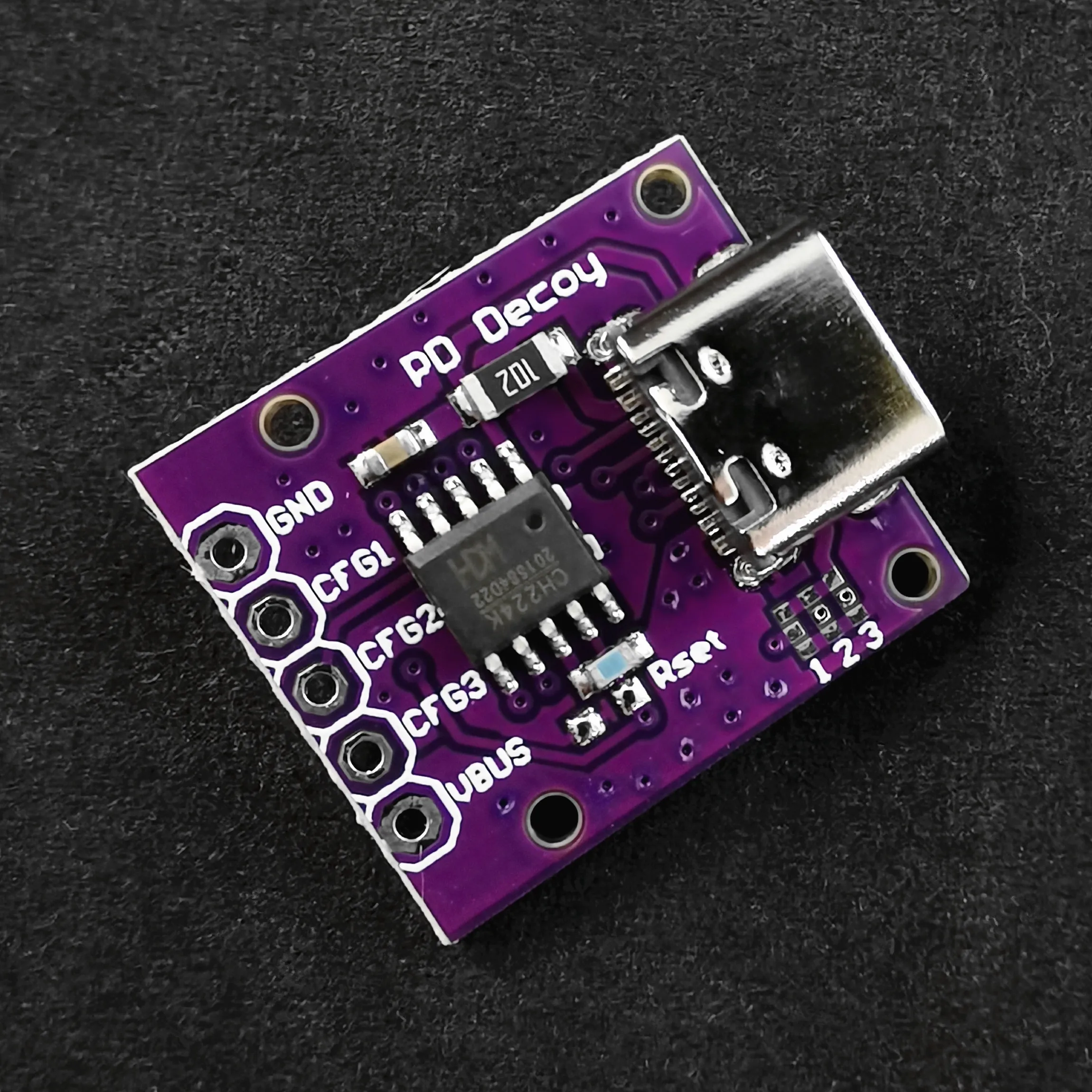 Supporto modulo CH224K PD3.0/2.0 BC1.2 uscita tensione 5V/9V/12V/15V/20V impostazione resistore impostazione ponticello e impostazione MCU