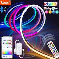 TUYA LED Neon Strip Light USB 5V Silicone Neon Rope Lights 72LEDs/M With Music Sync RGBIC Dreamcolor Chasing Strip Tape For Room