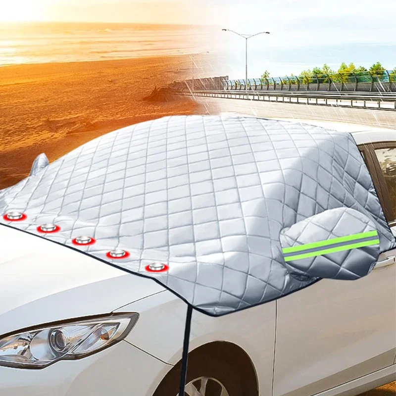 Pare-soleil de pare-brise avant de voiture avec magnétique, anti-soleil, anti-glace, pare-soleil imperméable, attraction extérieure automatique, accessoires extérieurs