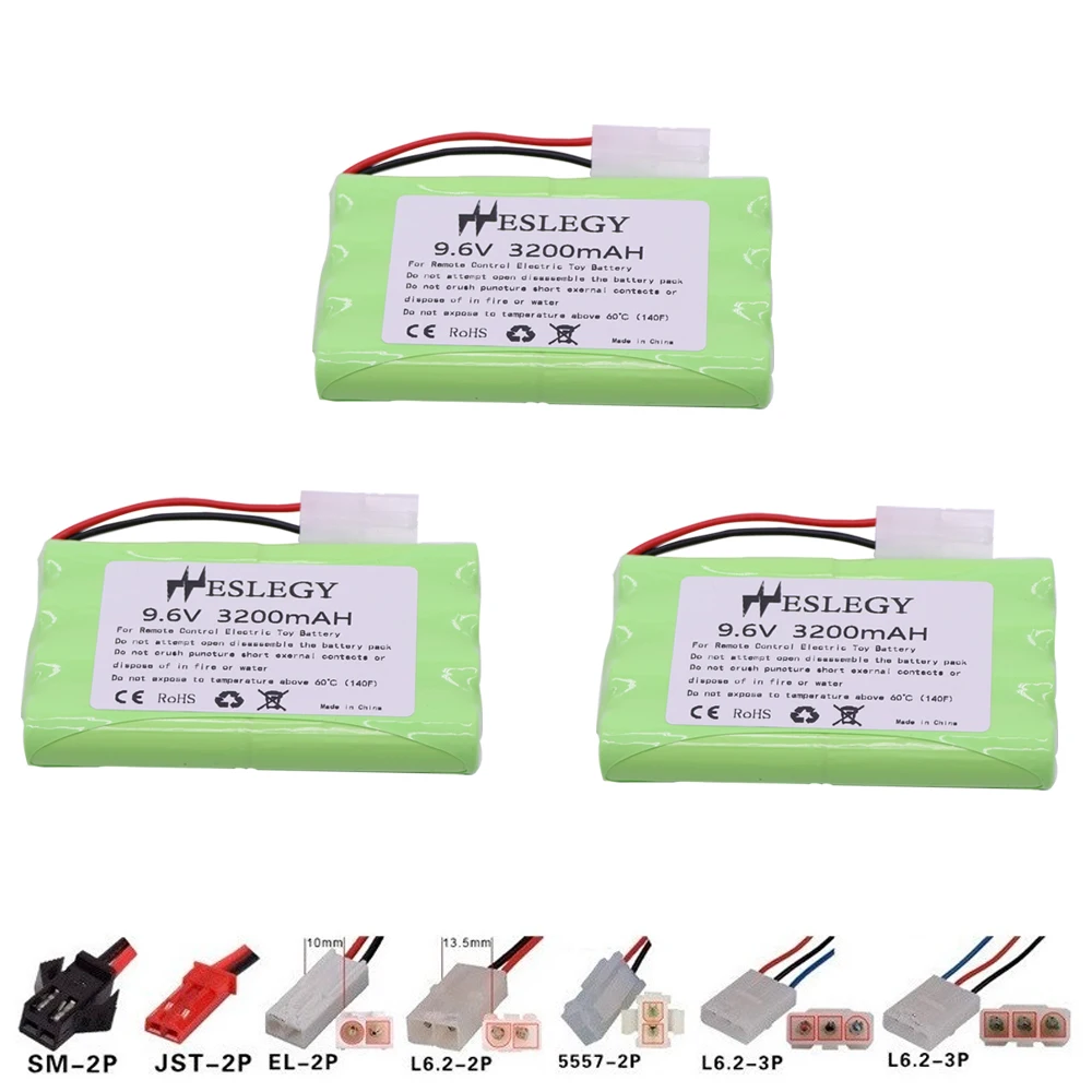 3PCS 9.6V 3200mAh NI-MH Battery for RC Toy Electric toy security facilities electric toy AA 9.6 v battery pack SM/EL-2P/JST/PlUG