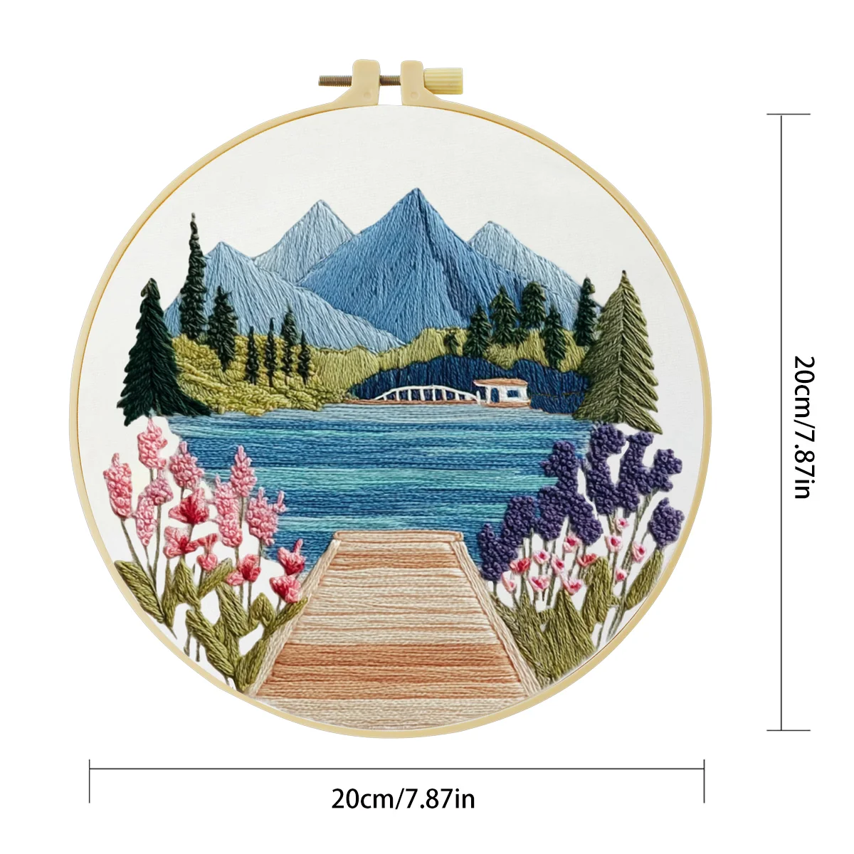 1 Stück 20X20CM/15X15CM 7,87/6,3 Zoll Lake Stickerei Starter-Kit DIY-Kit DIY-Stickerei-Set Handarbeiten Malerei Nadelkunst – Detail 4