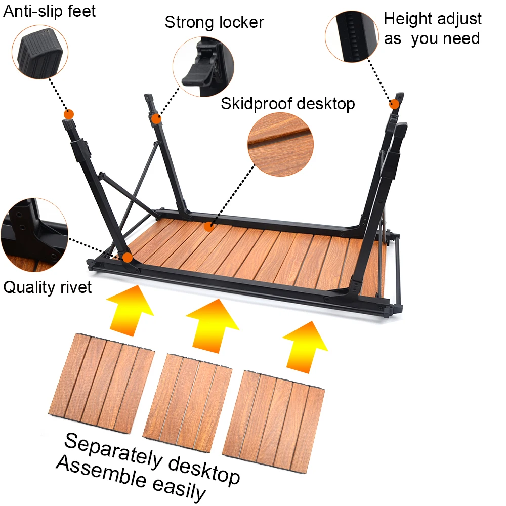 Camping Folding Removable IGT Wood Table Gas Stove  Portable lightweight Camp BBQ Grill Table Outdoor Picnic Fishing table