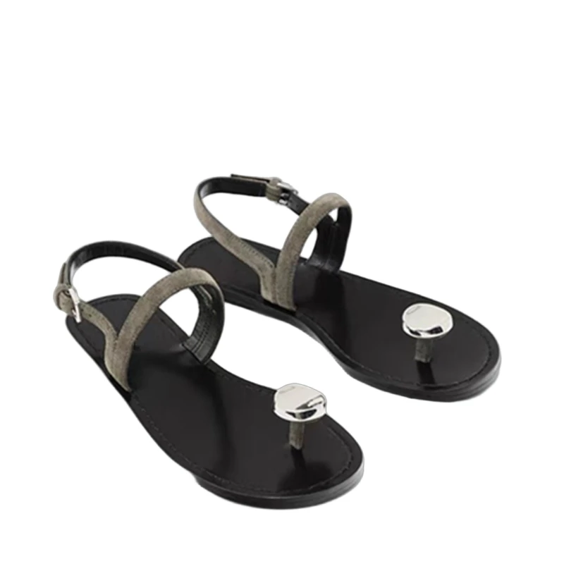 

Jenny&Dave French Country Handmade Flat Shoes Summer Sandals For Women Minimalist Cowhide Stitching Roman Sandals Women