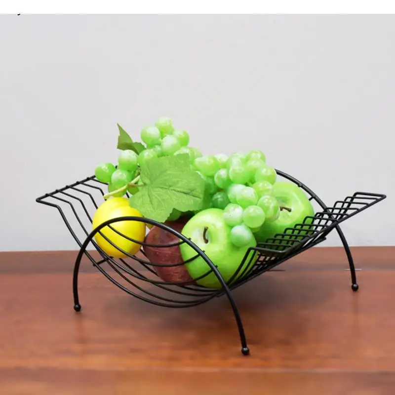 

Nordic Hollow Fruit Basket Household Kitchen Drain Vegetable Wrought Iron Living Room Snacks Dried Storage