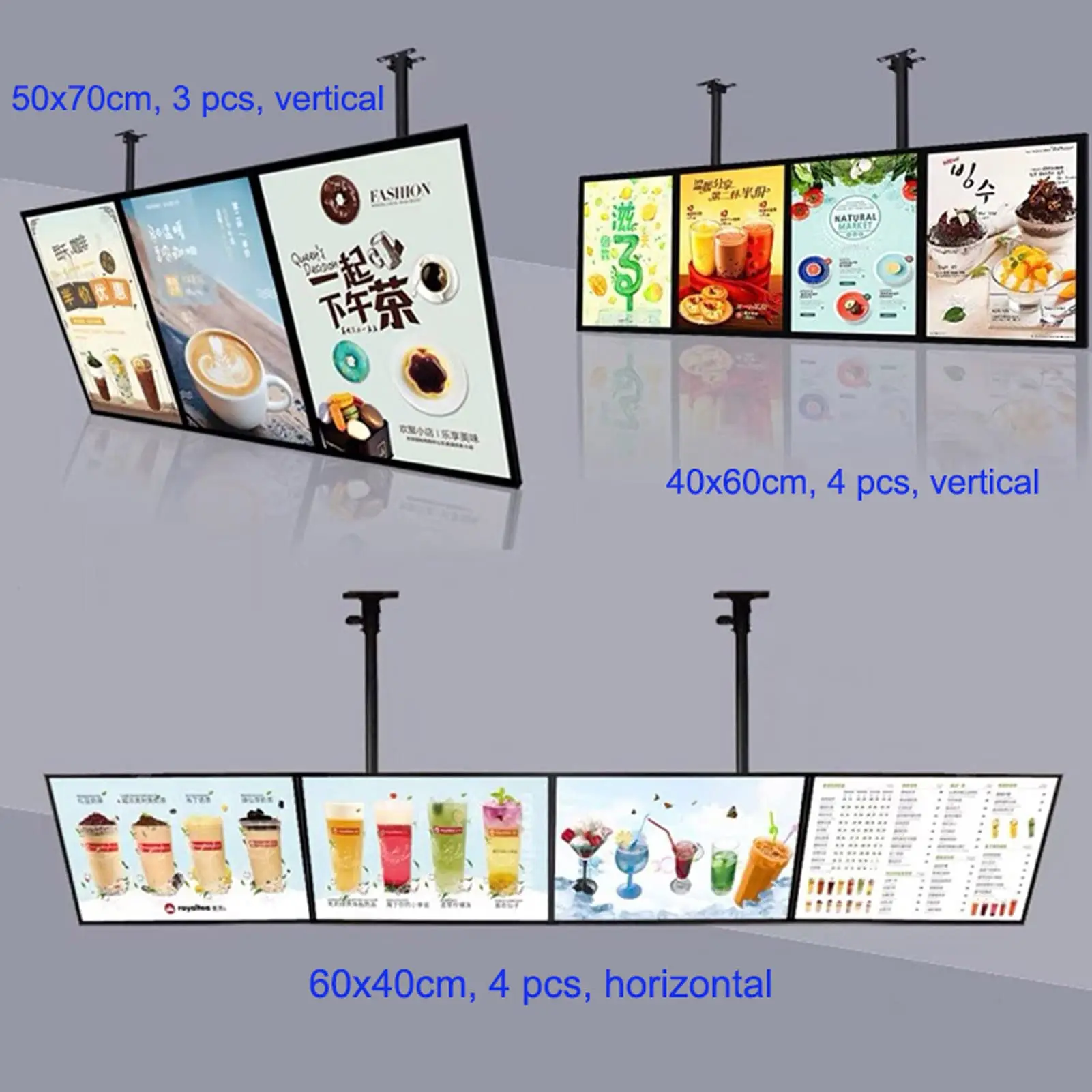 Ultra Slim Snap Frame LED Light Box, Illuminated Poster Display LED Menu Board Advertising Screen for Restaurant Wall Billboards