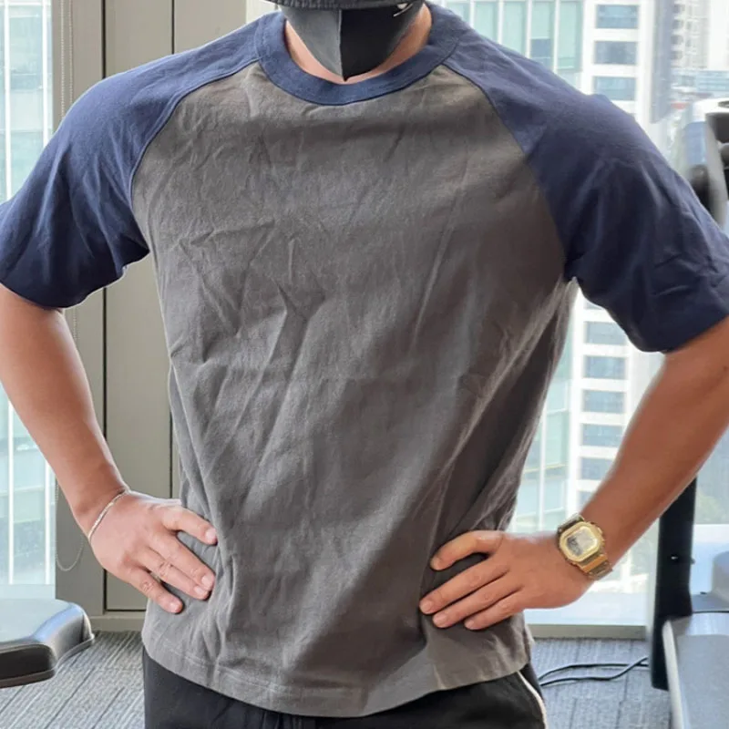 

Minimalist Korean Summer New Men's Pullovers Crew Neck Contrast Color Casual Sweatshirts Slim All-match Short Sleeve T-shirt Top