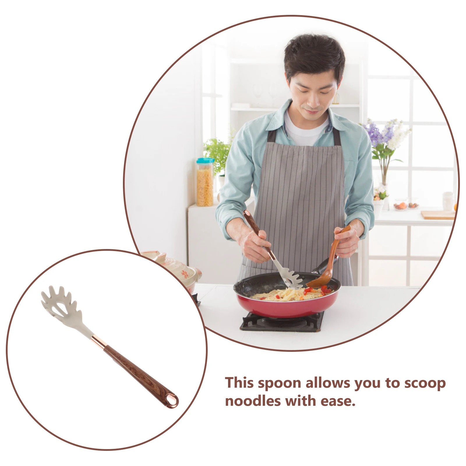 

Silicone Noodle Fork Slotted Pasta Server For Noodles Vegetables Draining Tool Kitchen Strainer Cooking Utensil