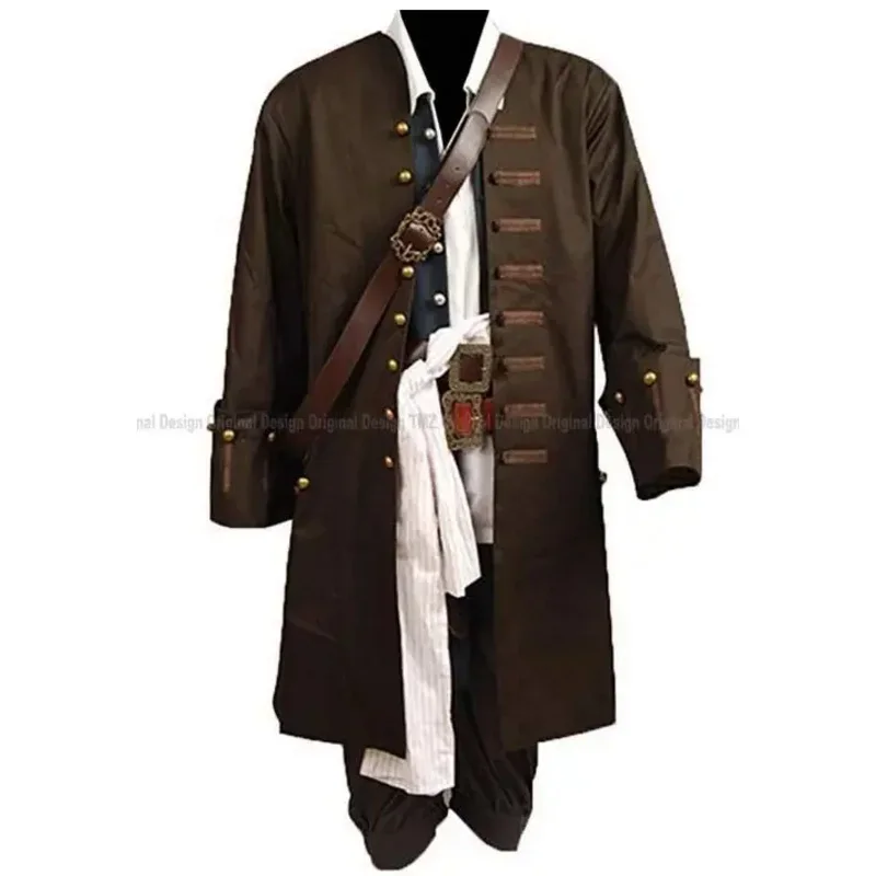 Jack Sparrow Cosplay clothin Pirates Of The Caribbean Jack Sparrow Jacket Cosplay Costume Set Halloween Cosplay Costumes For Men