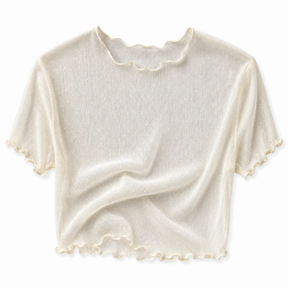 Elegant Polyester Lantern Mesh Inner Top Hollow Out Breathable Lace Camisole Base Elastic See Through Layering Shirt Vacation