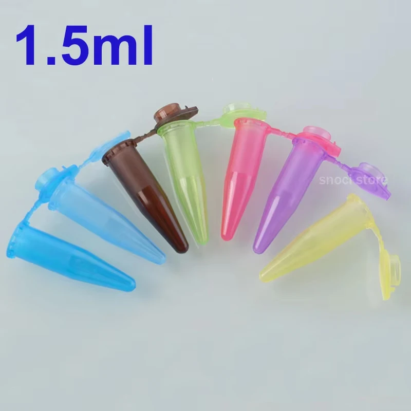 100 Stück 1,5 ml Labor-Mini-Plastik-Reagenzgläser Zentrifugenfläschchen mit Schnappverschluss Bunte 1500 µl EP-Röhrchen Graduierte Mikrozentrifugenröhrchen – Detail 4