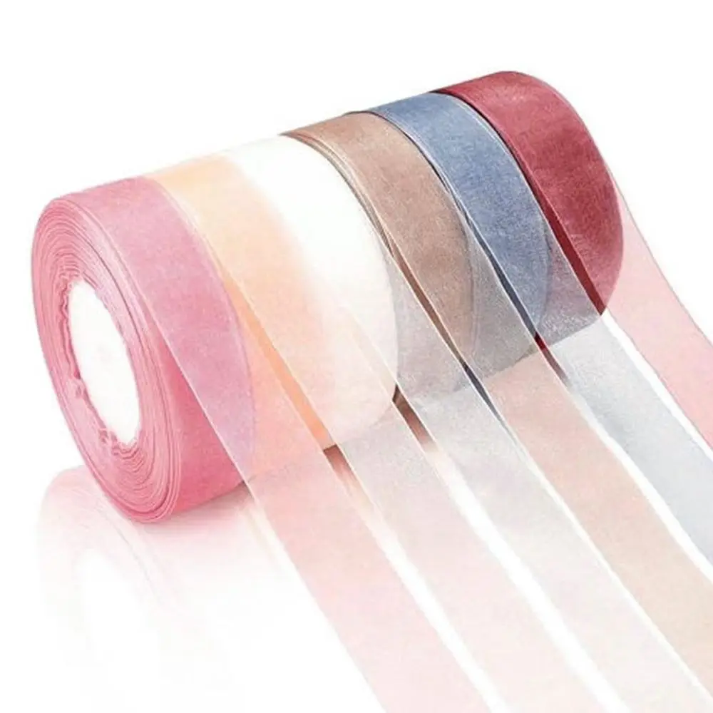 

45M*2cm Universal Polyester Sheer Chiffon Ribbon Glitter Yarn Organza Lace Ribbons Bow Trim Gift Wrapping Ribbon