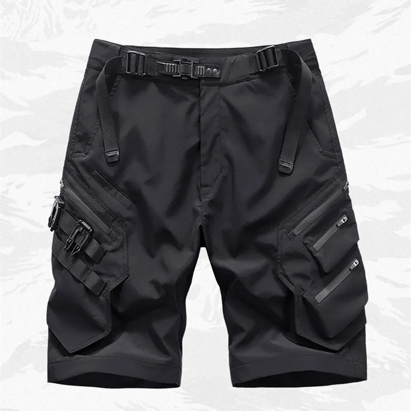 High Quality Multi-pocket Techwear Hip Hop Punk Cargo Shorts Men Outdoor Tactical Casual Short Pants Knee-length Bermuda Hombre