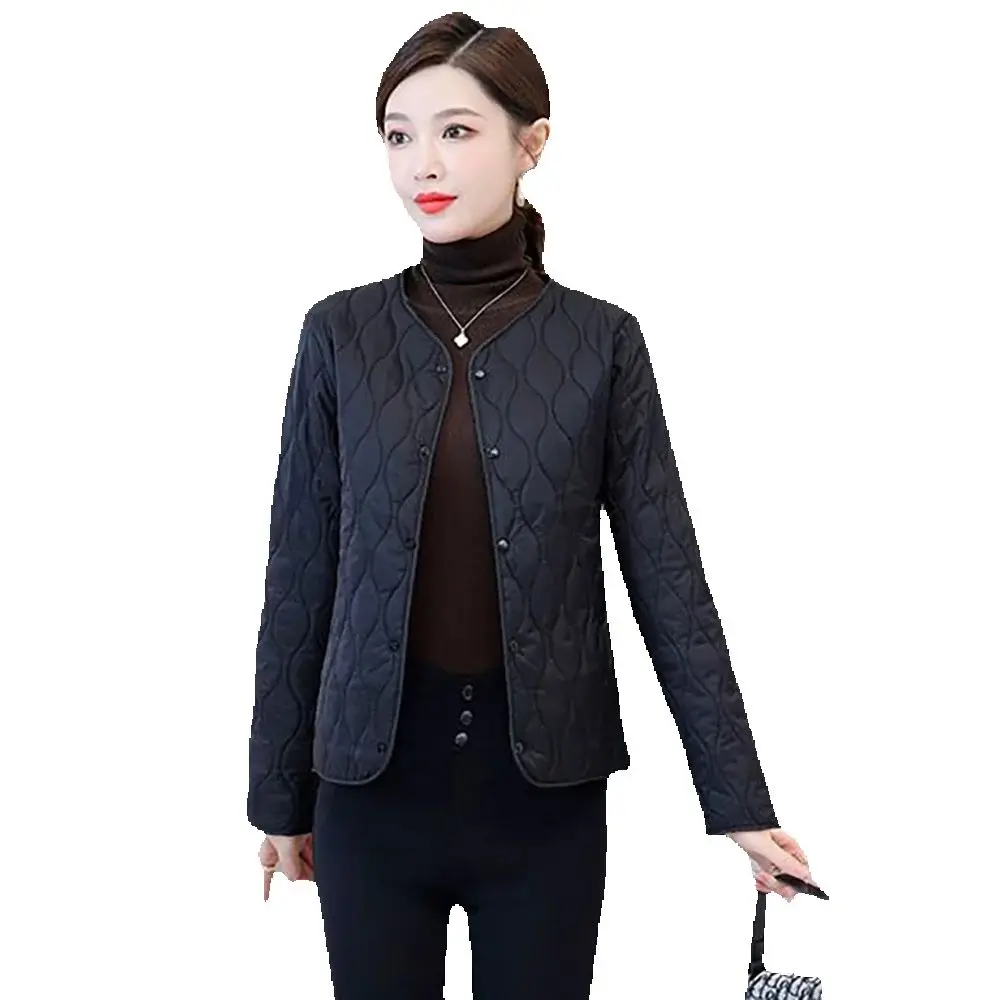 Autumn And Winter  New Cotton-padded Jacket Liner Ladies Slim Light And Short Close-fitting And Wear A Collarless Warm   Coat.