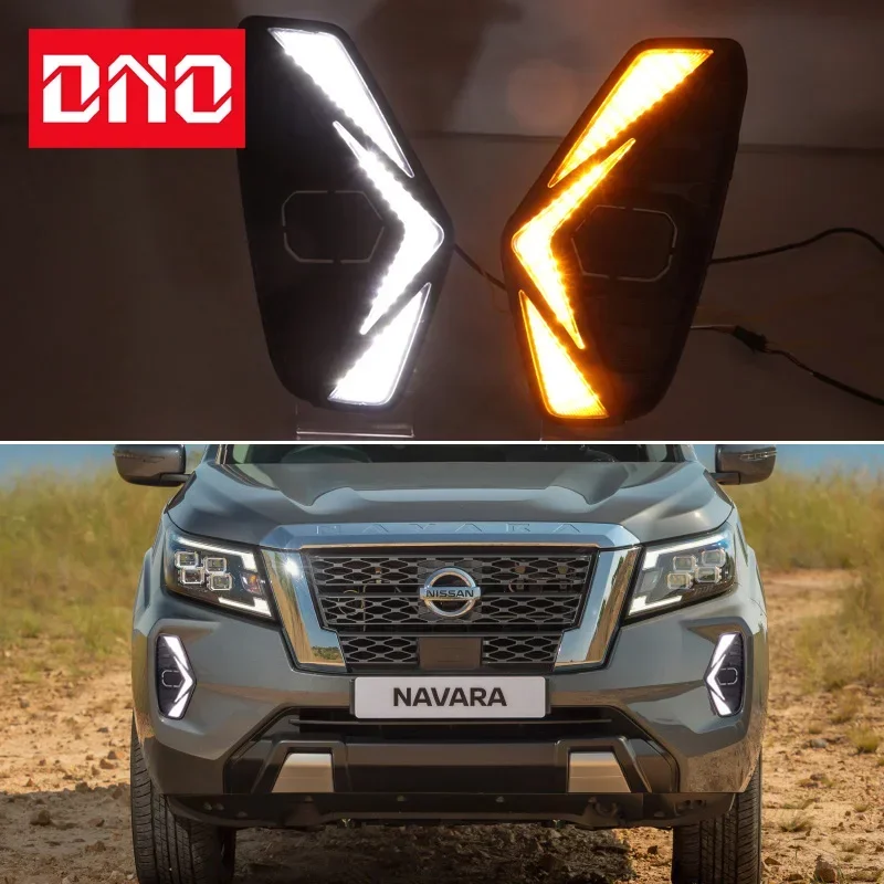 

Автомобильные дневные ходовые огни, дневные ходовые огни для Nissan Navara 2020 2021 2022, желтые указатели поворота, дневные ходовые огни, автомобильные лампы дальнего света