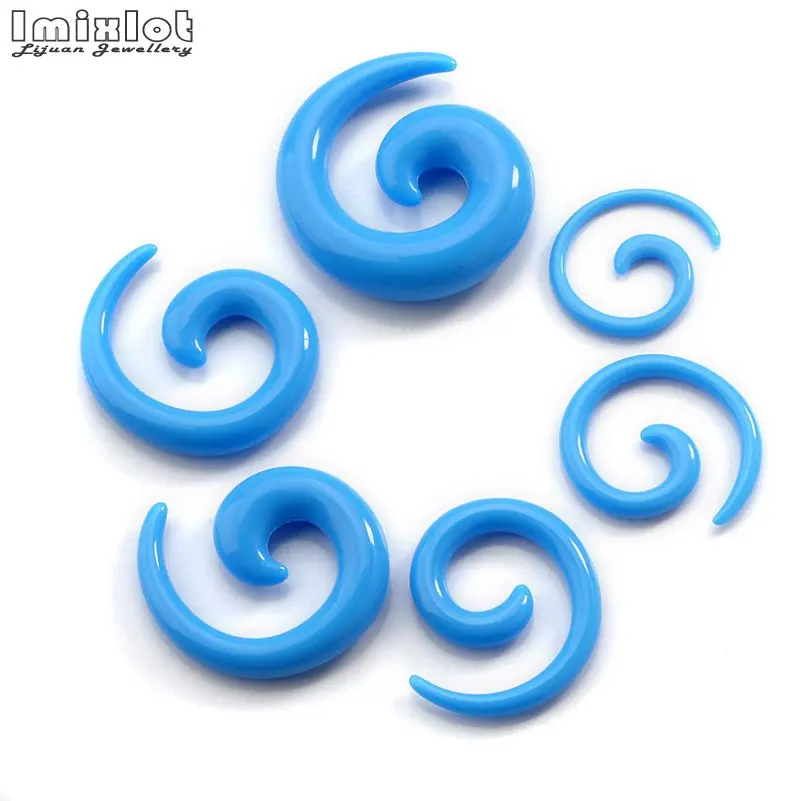 12pcs 2-8mm Acrylic Spiral Ear Gauges Fake Ear Tapers Stretching Plugs Tunnel Expanders Earlobe Body Piercing Jewelry