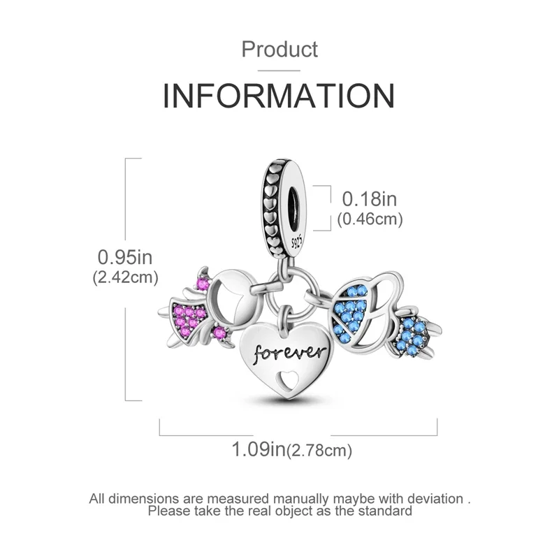 فتاة وفتى زوجين الخرز 925 فضة الخرز الأصلي صالح الأصلي 925 سحر خرز سوار مجوهرات هدايا للنساء #5