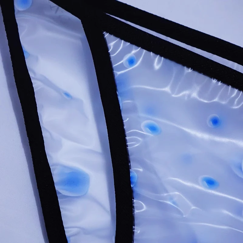 Calzoncillos sexis de plástico PVC para hombre, sujetador Sissy, bragas suaves con lazo, bragas transparentes de cintura baja a prueba de fugas, ropa interior erótica para pareja