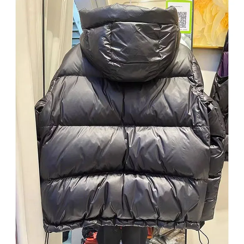 معطف نسائي جديد من القطن باللون الأسود والذهبي، سترات شتوية سميكة ودافئة مبطنة، ملابس خارجية باركر بقلنسوة قابلة للفصل للسيدات