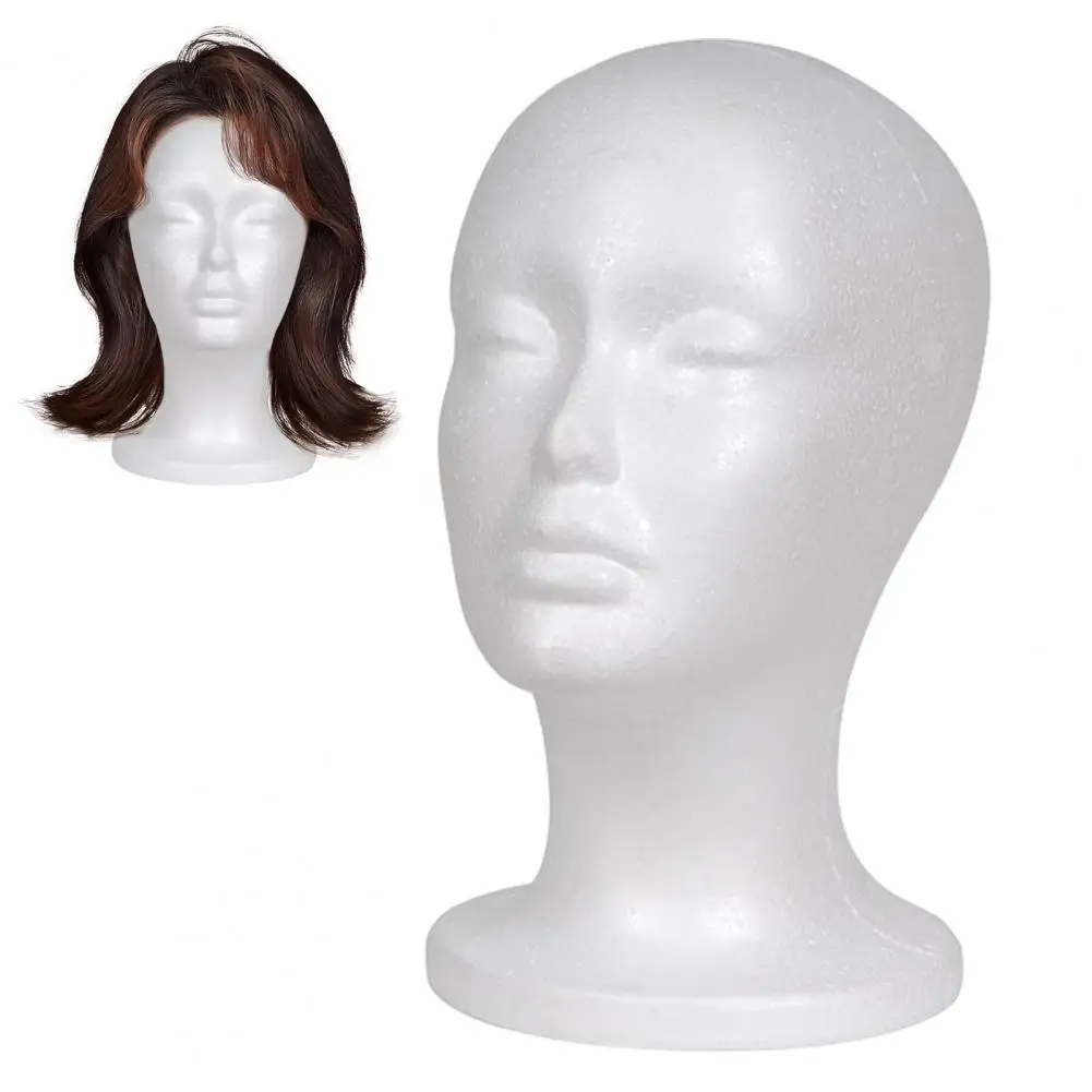 Foam Mannequin Head for Wig Display Female Mannequin Stand Holder Lightweight Foam Head Model for Hair Styling Hat Making