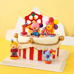 Circus Clown Cake Topper Elephant Lion Circus Clown Birthday Party Decor 1st Birthday Baby Shower Kids Gifts Cake Decoratings