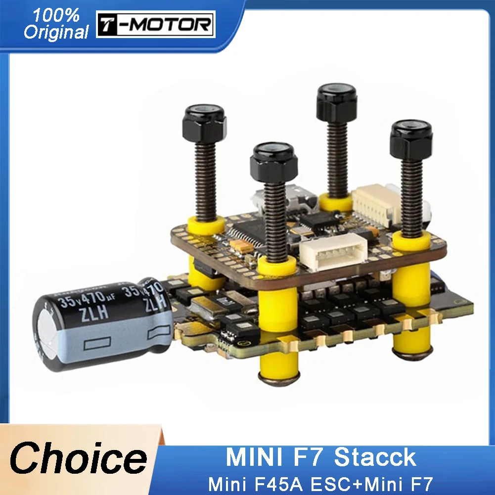 

T-Motor MINI F7 Stack FC+ESC - BMI270, 3-6S BLHeli32 4in1 DShot600, F45A for FPV Drones