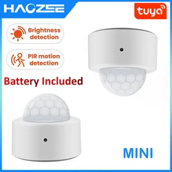 Tuya 2 in 1 Zigbee Mini PIR Motion Detector +Bright Lux Light Passive Infrared Security Burglar Alarm Sensor