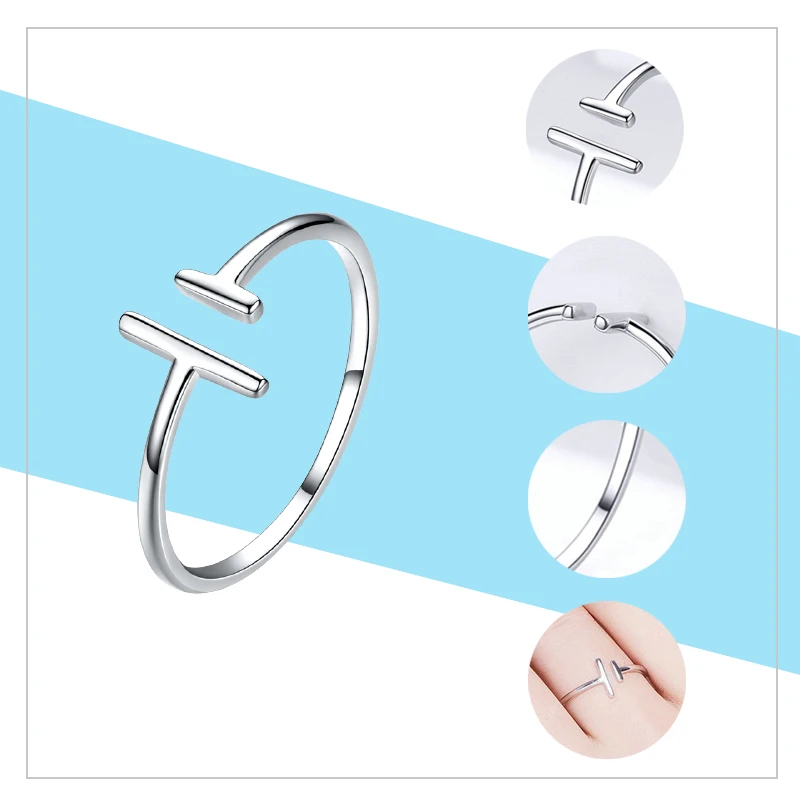 WOSTU-Bagues ajustables en argent regardé 925 pour femme, bijoux originaux empilables, taille ouverte, fiançailles