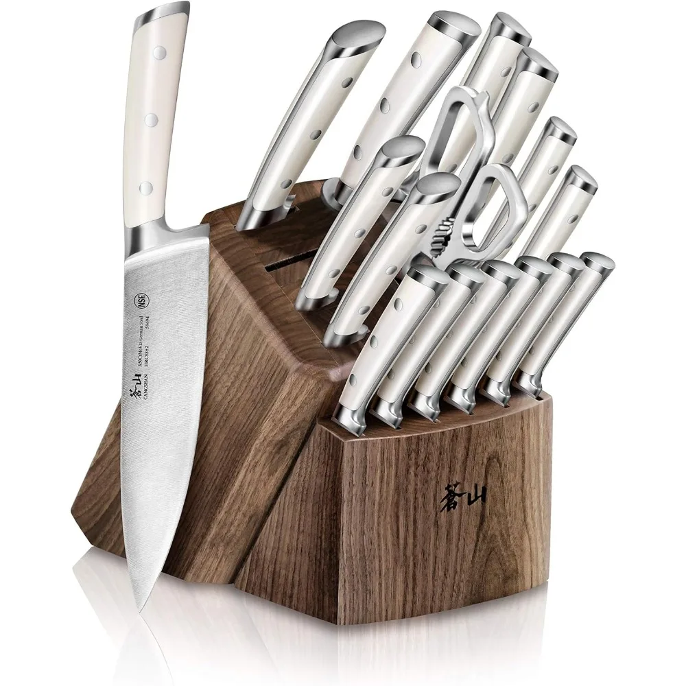 Series 1022599 German Steel Forged 17-Piece Knife Block Set, Walnut