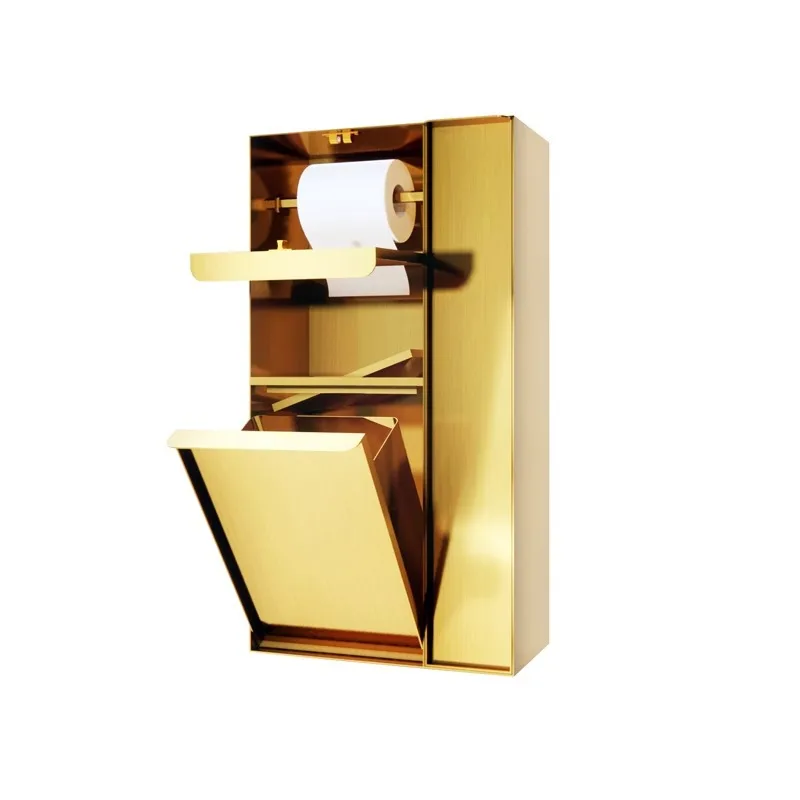 Stainless steel toilet trash can niche embedded hidden toilet brush rack tile niche cabinet