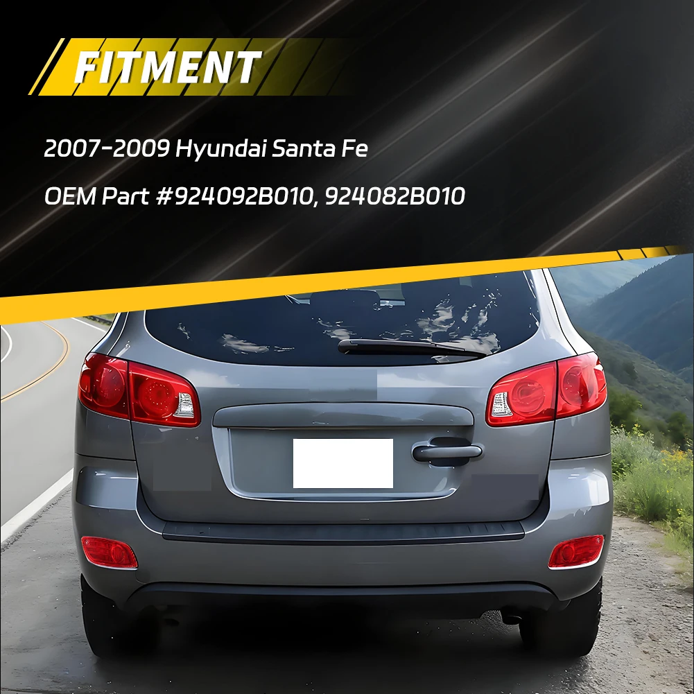 2Pcs Rear Bumper Reflector Light Tail Light Brake Light DRL Cover For 2007 2008 2009 Hyundai Santa Fe No Bulb/Socket Included