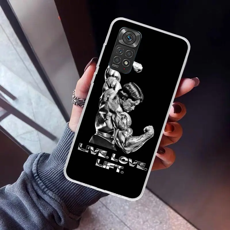 Bodybuilding Gym Fitness Muscle Phone Case for Xiaomi Redmi Note 14 13 12S 12 11S 11 11E Pro Plus 11T 10S 10 9 9S 5G Soft Cover 