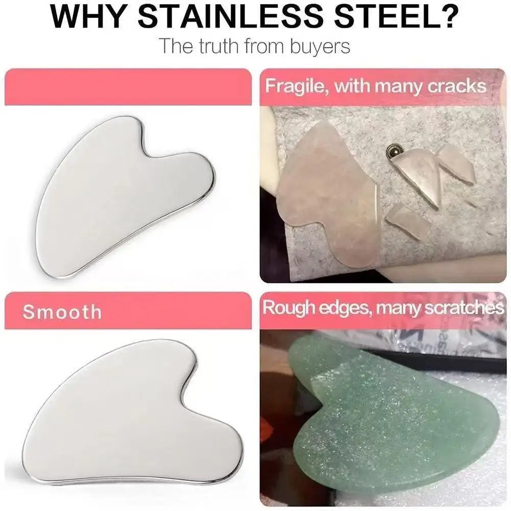 Roestvrij staal Gua Sha Board Gezicht Lichaam Guasha Massager Gezichtsschraapplaat SPA Guasha Schraper Verbeter de bloedcirculatie