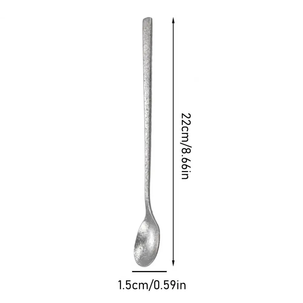 Stirring Spoon Extended Handle TitaniumStirring Spoon Milk Tea Coffee Dessert Ice Cocktail Spoon Kitchen Tool Satin Flatware Set
