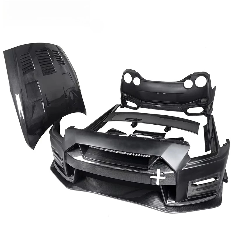 Black Fiberglass Mixed Carbon Fiber Nismo Style Conversion Body Kit for  GTR R35