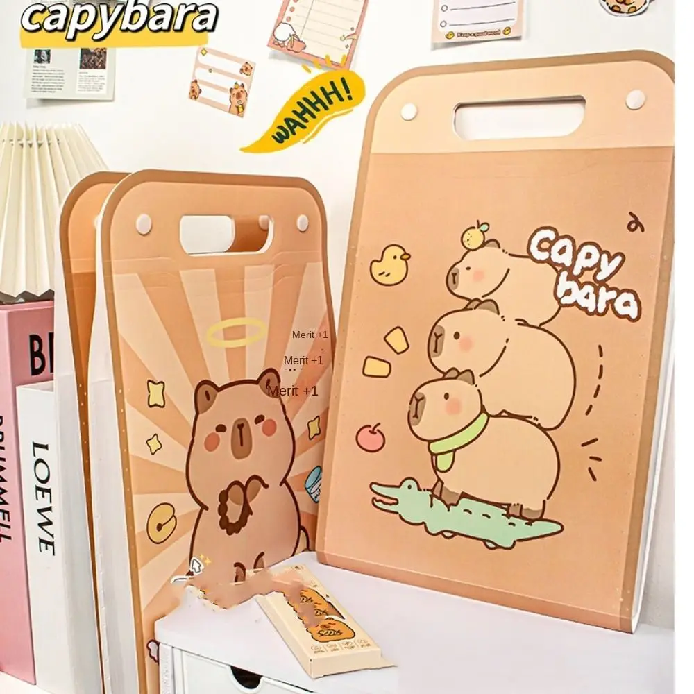 Vertical Capybara File Storage Holder Bellows bag 13 Pockets Capybara Homework Orginizer Cartoon Waterproof Capybara Storage Bag