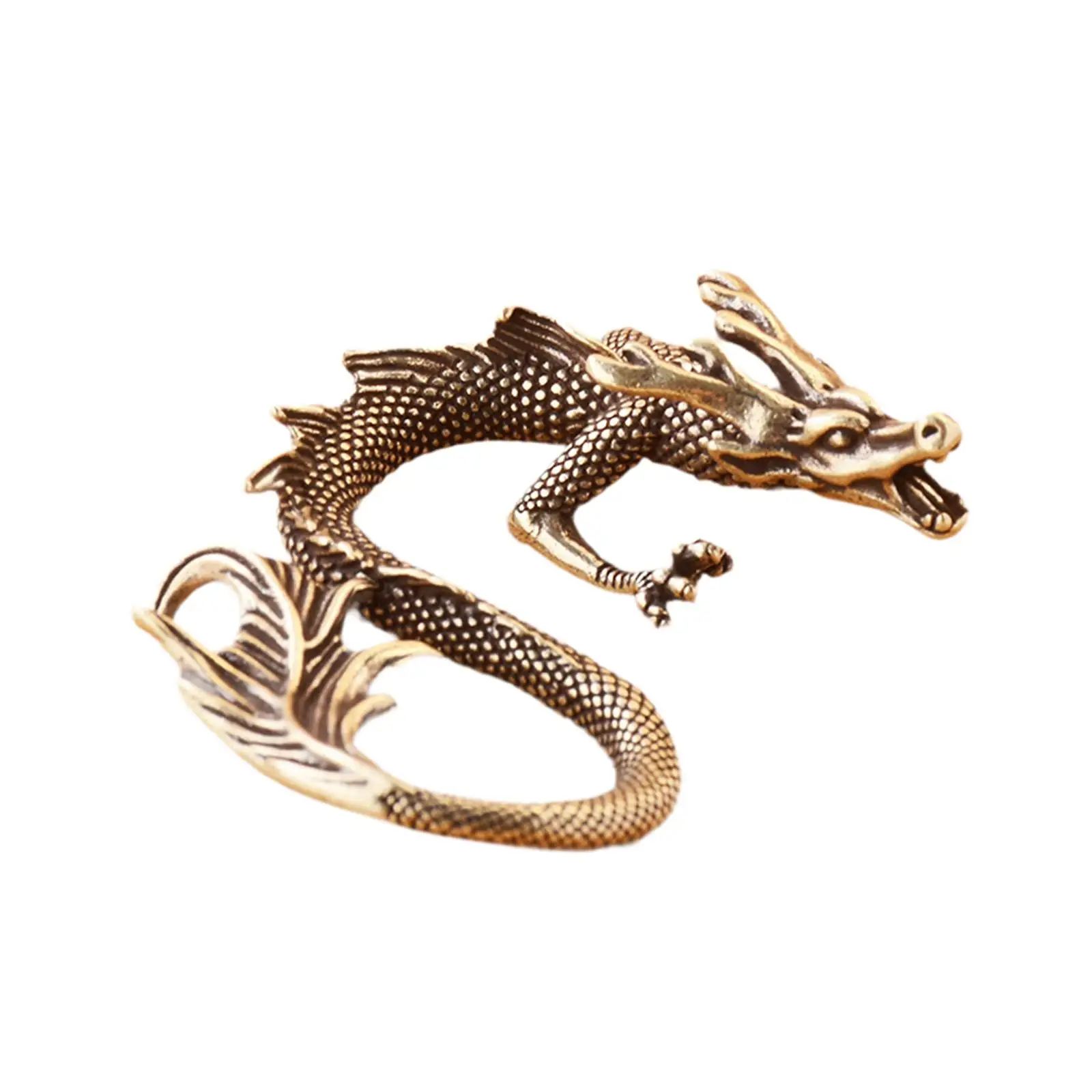 Dragon Small Statue Handicraft Crafts Creative Metal Dragon Figurine Animal Sculpture Tea Pet for Study Bedroom Home Decor Gift